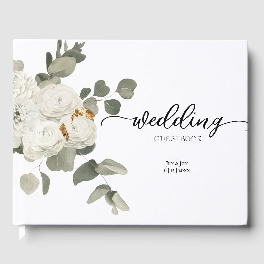 ホワ伝統的イトローズフローラ結婚ブーケ ゲストブック (正面)