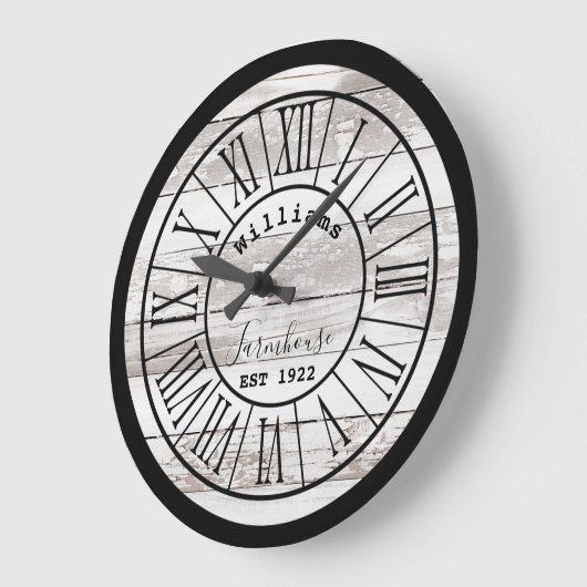 ホワ動揺してイトウッドファームハウスファミリー名 ラージ壁時計 (傾斜)