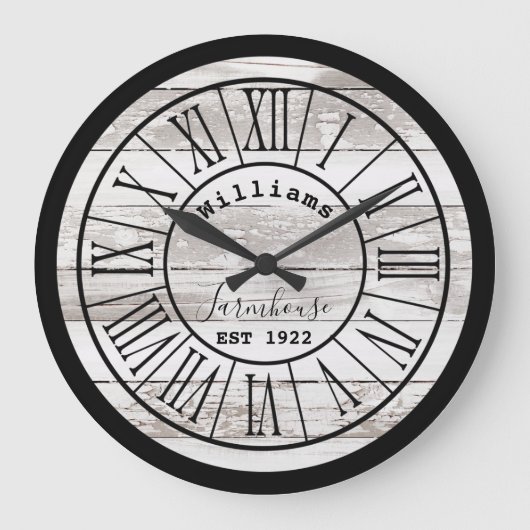 ホワ動揺してイトウッドファームハウスファミリー名 ラージ壁時計 (正面)