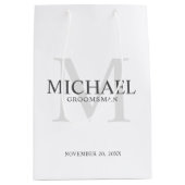 ホワ男らしイパーソナライズされたト ミディアムペーパーバッグ (正面)