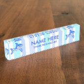 ホワ素晴らしイトシャークカラフルシーストライプ デスクネームプレート (側面)