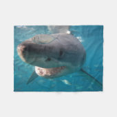 ホワ素晴らしイトシャーククローズアップポートレートオーストラリア フリースブランケット (正面(横))