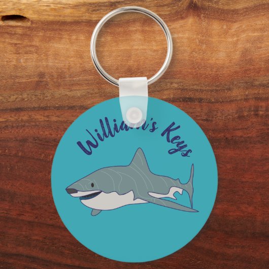 ホワ素晴らしイトシャークティール(緑がかった色)ブルーパーソナライズされた キーホルダー (正面)