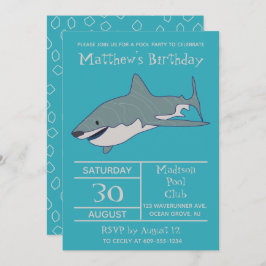 ホワ素晴らしイトシャークパーソナライズされた誕生日パーティー 招待状
