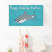 ホワ素晴らしイトシャークパーソナライズされた誕生日パーティー 横断幕 (インサイチュ)