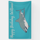 ホワ素晴らしイトシャークパーソナライズされた誕生日パーティー 横断幕 (縦)