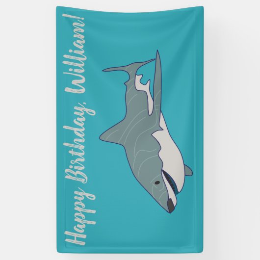 ホワ素晴らしイトシャークパーソナライズされた誕生日パーティー 横断幕 (縦)