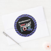 ホワ素晴らしイトシャークプール誕生日パーティスティッカー ラウンドシール (封筒)