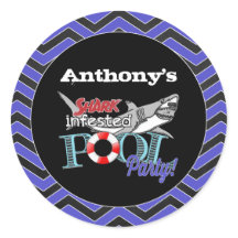 ホワ素晴らしイトシャークプール誕生日パーティスティッカー