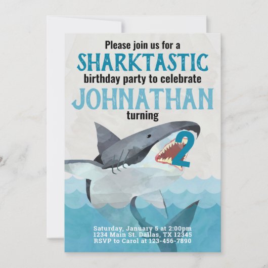 ホワ素晴らしイトシャーク誕生日パーティーへの招待 招待状 (正面)