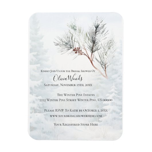 ホワ素朴イトウィンターパインブライダルシャワー マグネット (縦)