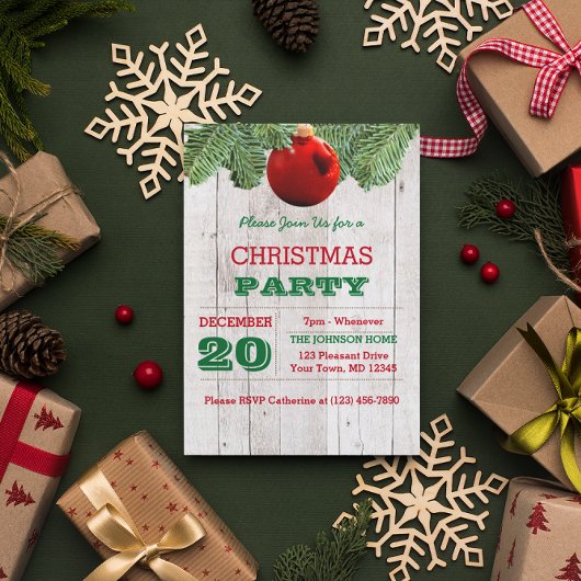 ホワ素朴イトウッドアンドパインブランチホリデイ 招待状