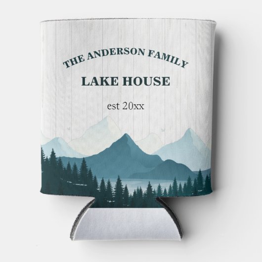 ホワ素朴イトウッドカスタムファミリーネームレイクハウス 缶クーラー (正面)