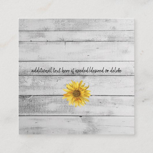 ホワ素朴イトウッドサンフラワー結婚ズホテル エンクロージャーカード (裏面)