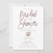 ホワ素朴イトウッドバラ金ゴールドピンクブライダルシャワー 招待状 (正面)