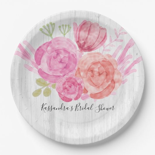 ホワ素朴イトウッドフローラブライダルシャワープレート ペーパープレート (正面)