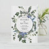 ホワ素朴イトウッドフローラ&パイン結婚フォレスト 招待状 (スタンド正面)