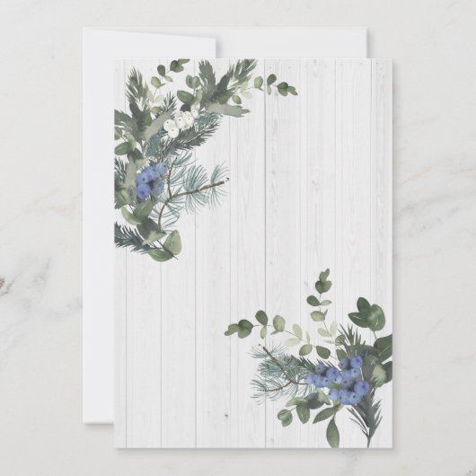 ホワ素朴イトウッドフローラ&パイン結婚フォレスト 招待状 (裏面)