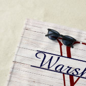 ホワ素朴イトウッド航海のネイビーブルーラストロブスター ビーチタオル (インサイチュ)