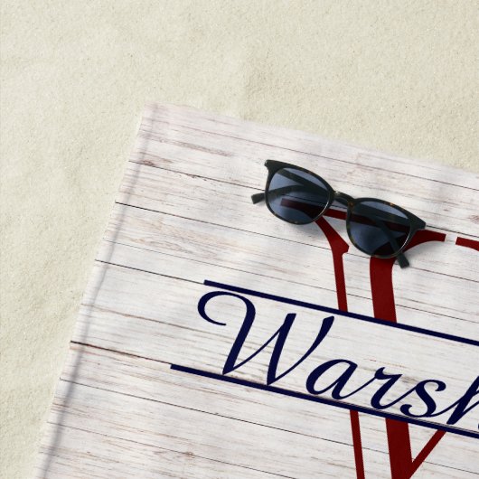 ホワ素朴イトウッド航海のネイビーブルーラストロブスター ビーチタオル (インサイチュ)