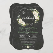 ホワ素朴イトクリームフローラチョーク結婚ボード 招待状 (正面/裏面)