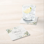 ホワ素朴イトグリーンフローラバンチブライダルシャワー スクエアペーパーコースター (インサイチュ)