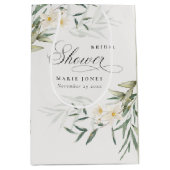 ホワ素朴イトグリーンフローラバンチブライダルシャワー ミディアムペーパーバッグ (正面)