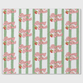 ホワ素朴イトグリーンベリーファースト誕生日イチゴ ラッピングペーパー (フラット)