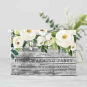 ホワ素朴イトシャンパンフラワーズ引っ越し祝いパーティーパーティー 招待状 (スタンド正面)