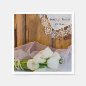 ホワ素朴イトチューリップカントリー結婚ズ スタンダードカクテルナプキン (正面)