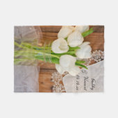 ホワ素朴イトチューリップカントリー結婚ズ フリースブランケット (正面(横))