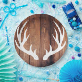 ホワ素朴イトディアー〔雄ジカの〕枝角ズバーンウッド ペーパープレート (パーティー)