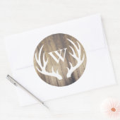 ホワ素朴イトディアー〔雄ジカの〕枝角ズバーンウッド |モノグラム ラウンドシール (封筒)
