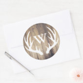 ホワ素朴イトディアー〔雄ジカの〕枝角バーンウッドイニシャルレター ラウンドシール (封筒)