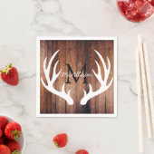 ホワ素朴イトディアー〔雄ジカの〕枝角バーンウッド – パーソナライズされた スタンダードカクテルナプキン (インサイチュ)