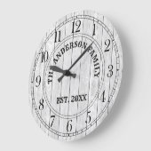 ホワ素朴イトバーンウッドファームハウスパーソナライズされた名 ラージ壁時計 (傾斜)