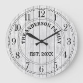 ホワ素朴イトバーンウッドファームハウスパーソナライズされた名 ラージ壁時計 (正面)