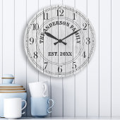 ホワ素朴イトバーンウッドファームハウスパーソナライズされた名 ラージ壁時計