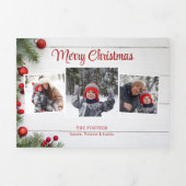 ホワ素朴イトバーンウッド3 – 写真 三つ折りクリスマスカード (カバー)
