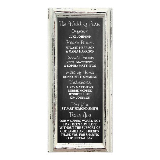 ホワ素朴イトフレーム&シャルボード結婚式 プログラム (裏面)