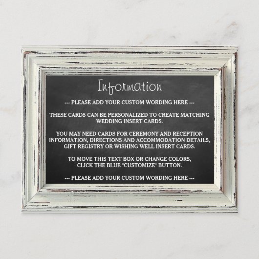 ホワ素朴イトフレーム&チョーク結婚ボード エンクロージャーカード (正面)