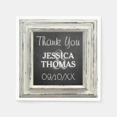 ホワ素朴イトフレーム&チョーク結婚ボード スタンダードカクテルナプキン (正面)