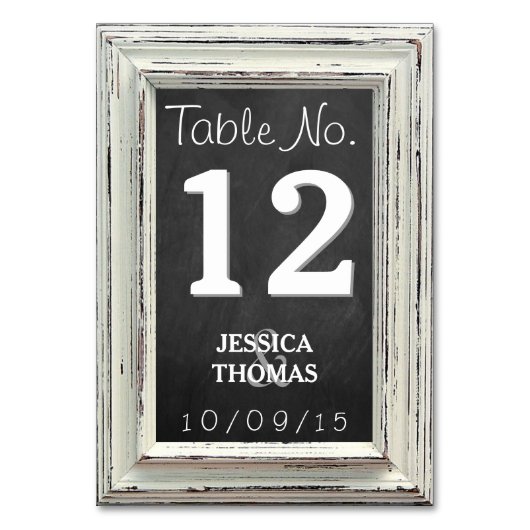 ホワ素朴イトフレーム&チョーク結婚ボード テーブルナンバー (正面)