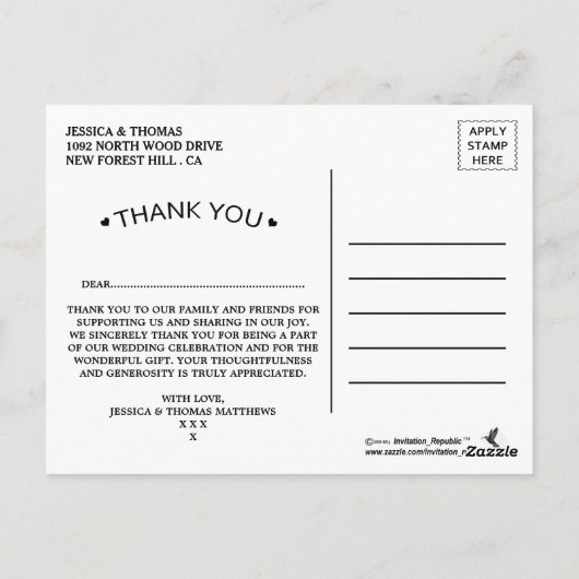 ホワ素朴イトフレーム&チョーク結婚ボード ポストカード (裏面)