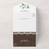 ホワ素朴イトマグノリアフローラバーンウッドズ結婚ズ オールインワン招待状 (外側)