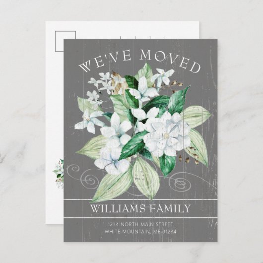ホワ素朴イトマグノリア水色フローラ移動 案内ポストカード (正面/裏面)