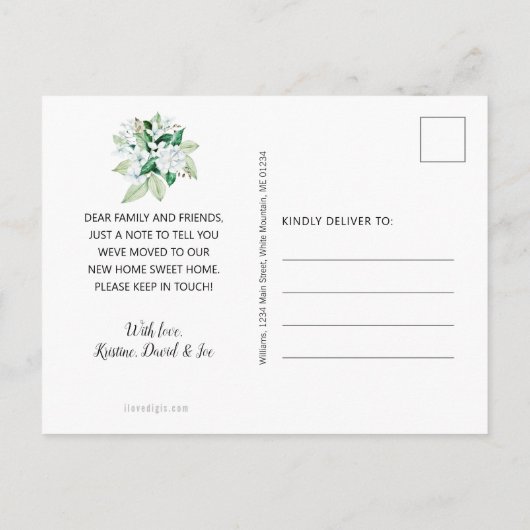 ホワ素朴イトマグノリア水色フローラ移動 案内ポストカード (裏面)