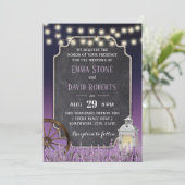 ホワ素朴イトランタンパープル結婚フローラ 招待状 (スタンド正面)
