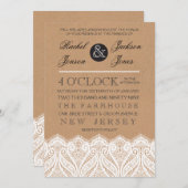 ホワ素朴イトレース&クラフト結婚式招待状 招待状 (正面/裏面)