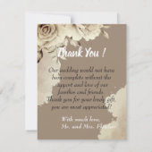 ホワ素朴イトローズ写真テンプレート結婚ズサンキュー セーブザデート (裏面)